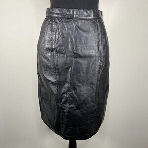 Vintage David Benjamin Genuine Leather A-Line Skirt Men's 12 Black Biker VTG Y2K